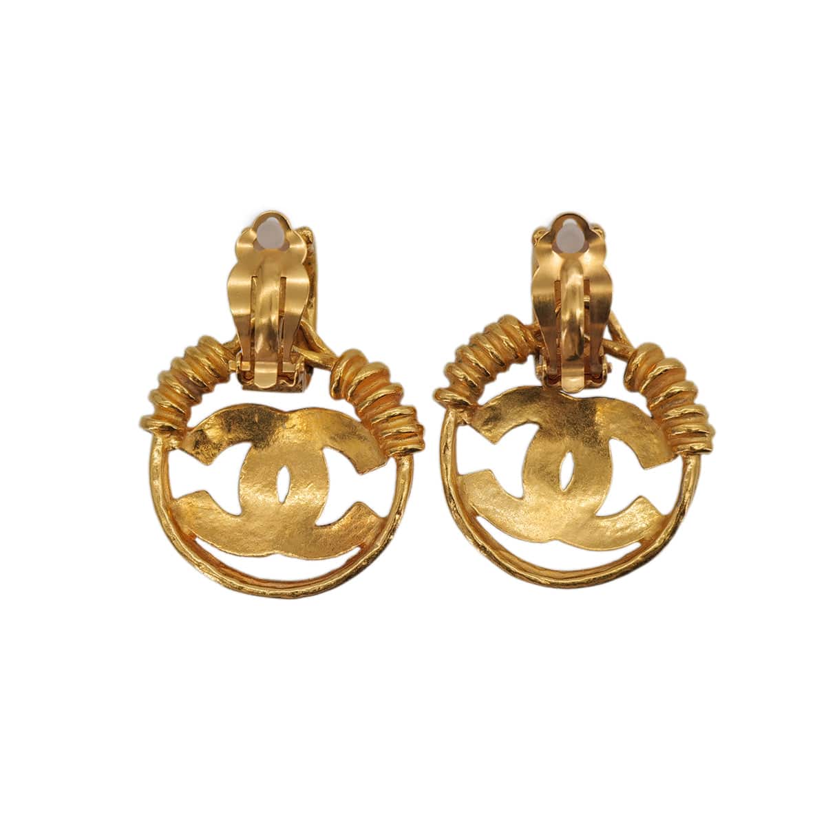 VINTAGE CHANEL EARRINGS COCOMARK SWING GOLD ACCESSORY 94P 90323148