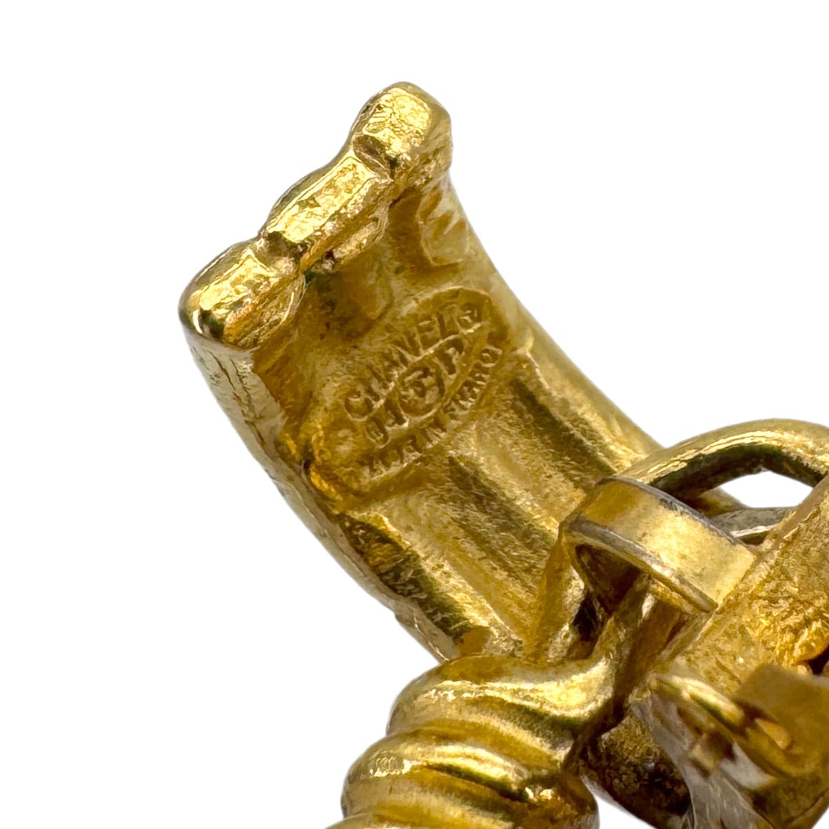 VINTAGE CHANEL EARRINGS COCOMARK SWING GOLD ACCESSORY 94P 90323148