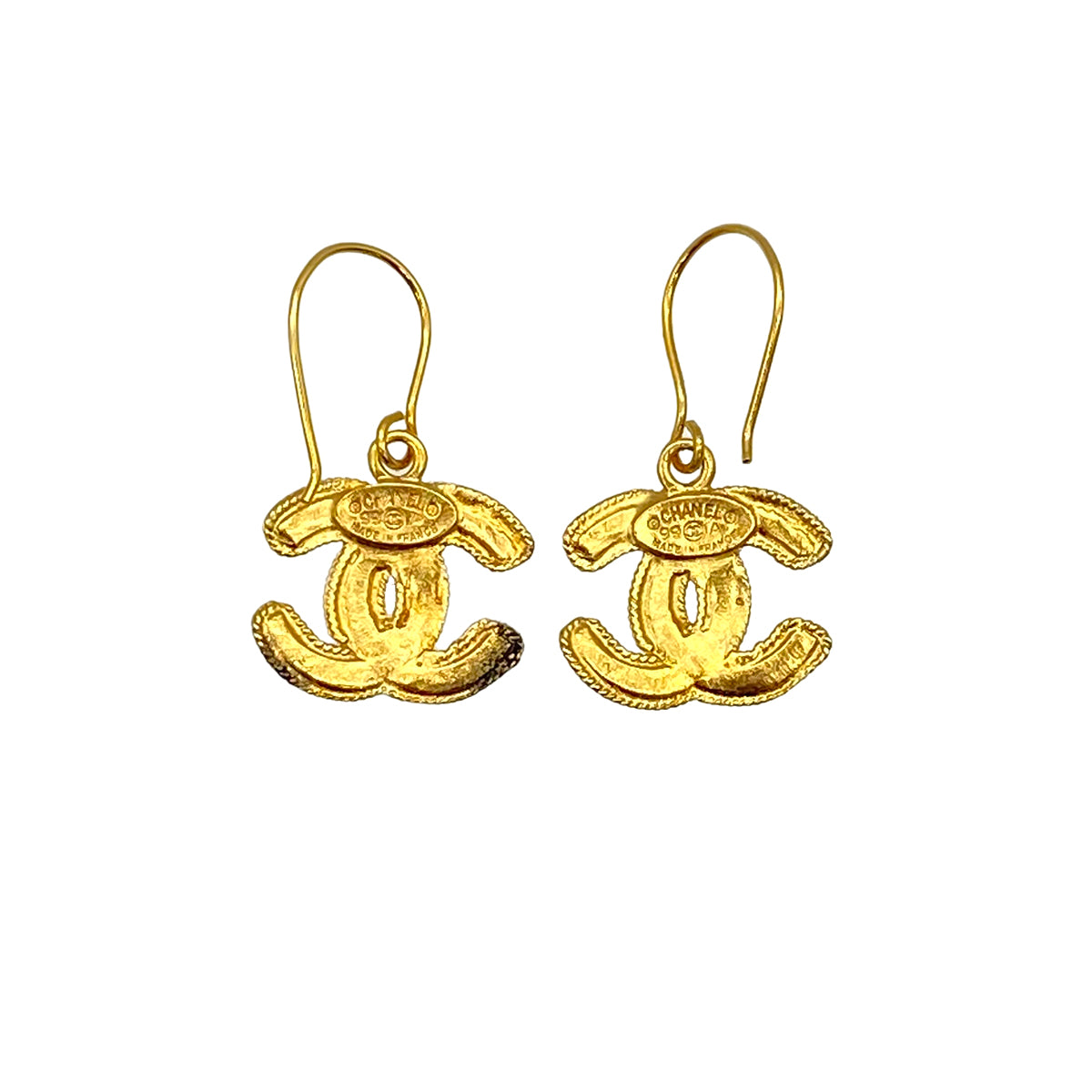 VINTAGE CHANEL EARRINGS COCOMARK SWING GOLD ACCESSORY 99A 90319675