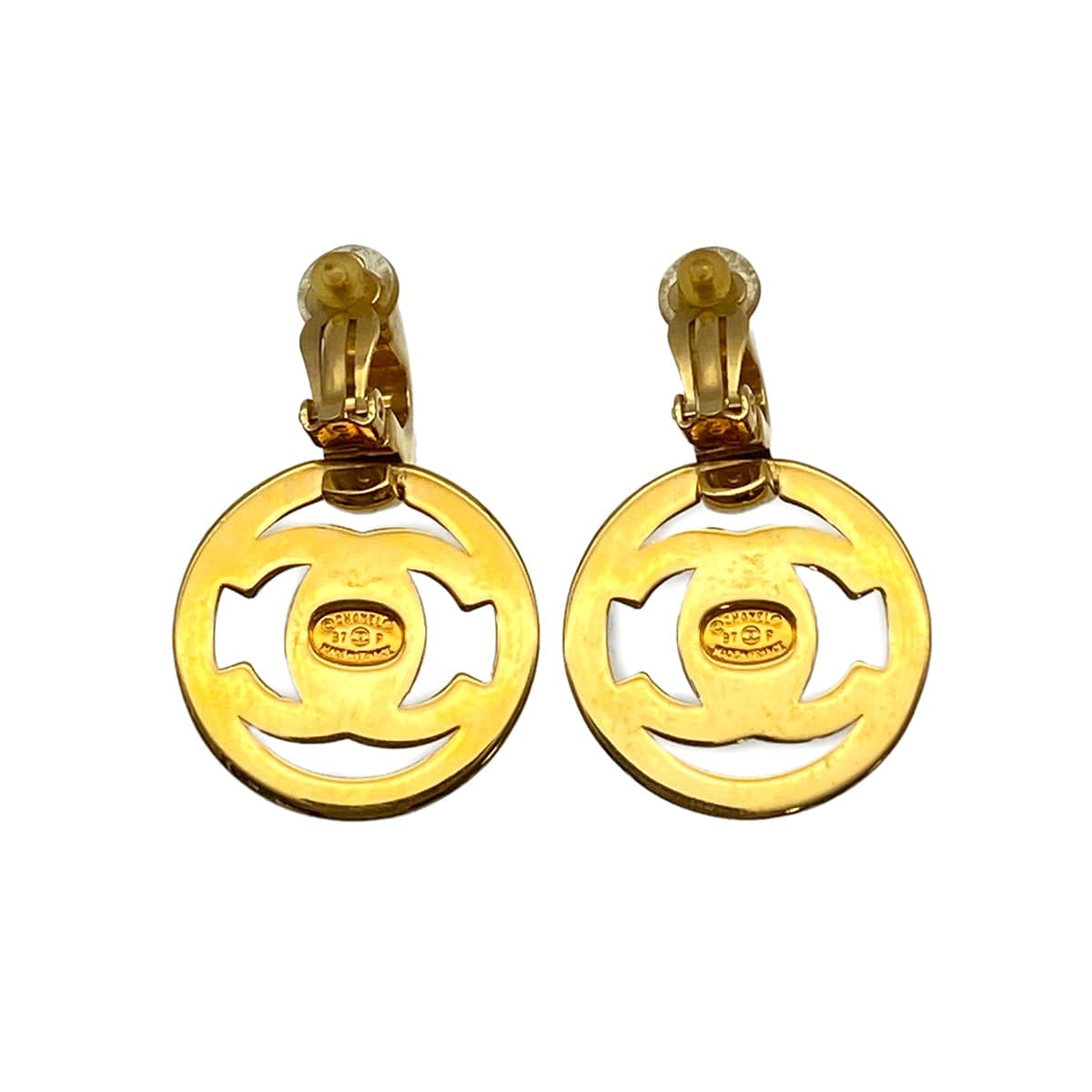 VINTAGE CHANEL EARRINGS COCOMARK TURN LOCK GOLD ACCESSORY 97P 90325302