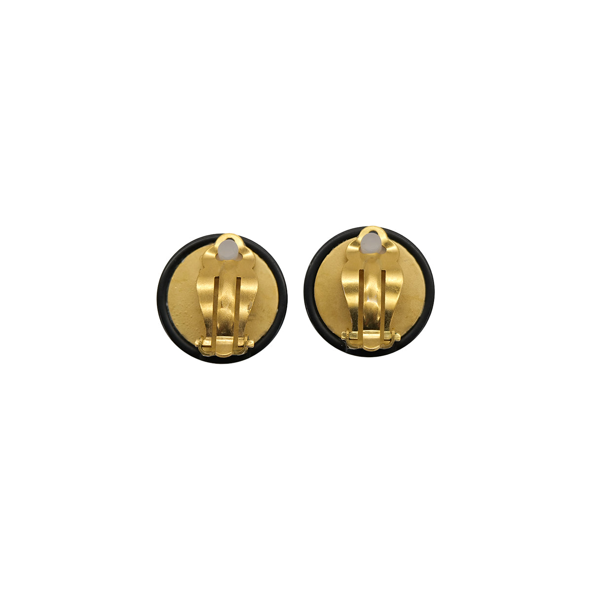 VINTAGE CHANEL EARRINGS LION BLACK GOLD ACCESSORY 94A 90324770