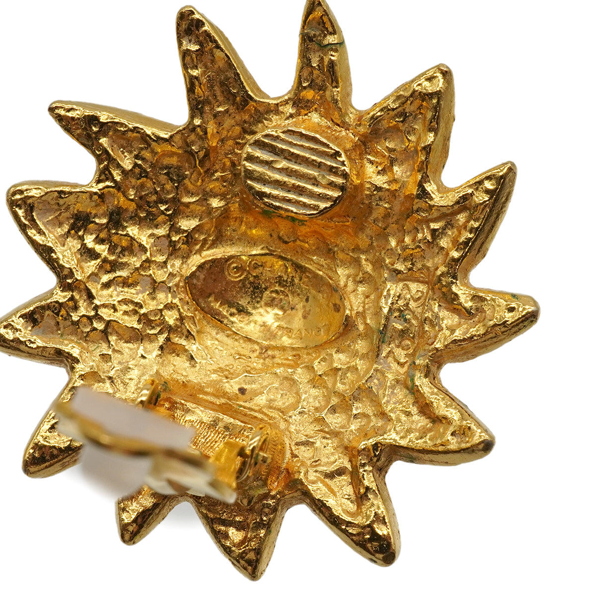 VINTAGE CHANEL EARRINGS LION MOTIF GOLD ACCESSORY 90337707