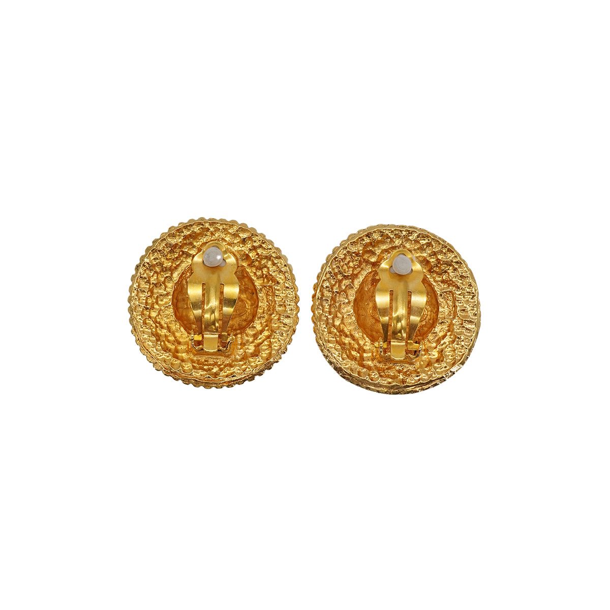 VINTAGE CHANEL EARRINGS LOGO ROUND GOLD ACCESSORY 90337711