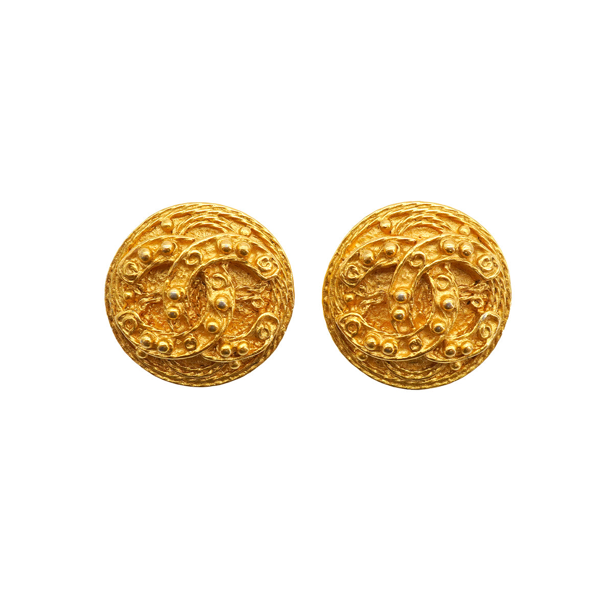 VINTAGE CHANEL EARRINGS ROUND COCOMARK ACCESSORY 94A 90334999