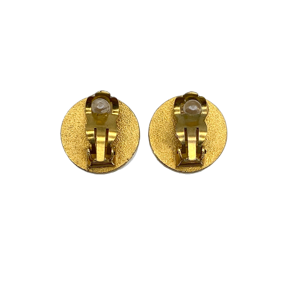 VINTAGE CHANEL EARRINGS ROUND COCOMARK BLACK GOLD ACCESSORY 96A 90319596