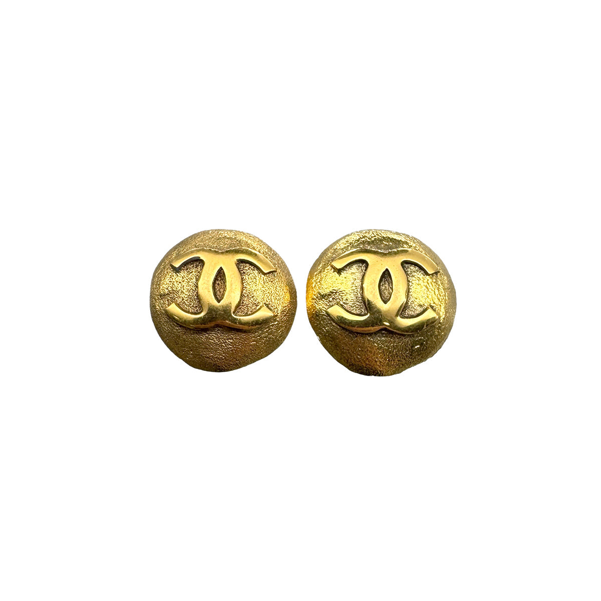 VINTAGE CHANEL EARRINGS ROUND COCOMARK GOLD ACCESSORY 29 90313678