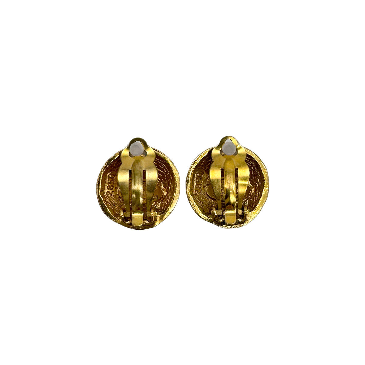 VINTAGE CHANEL EARRINGS ROUND COCOMARK GOLD ACCESSORY 29 90313678
