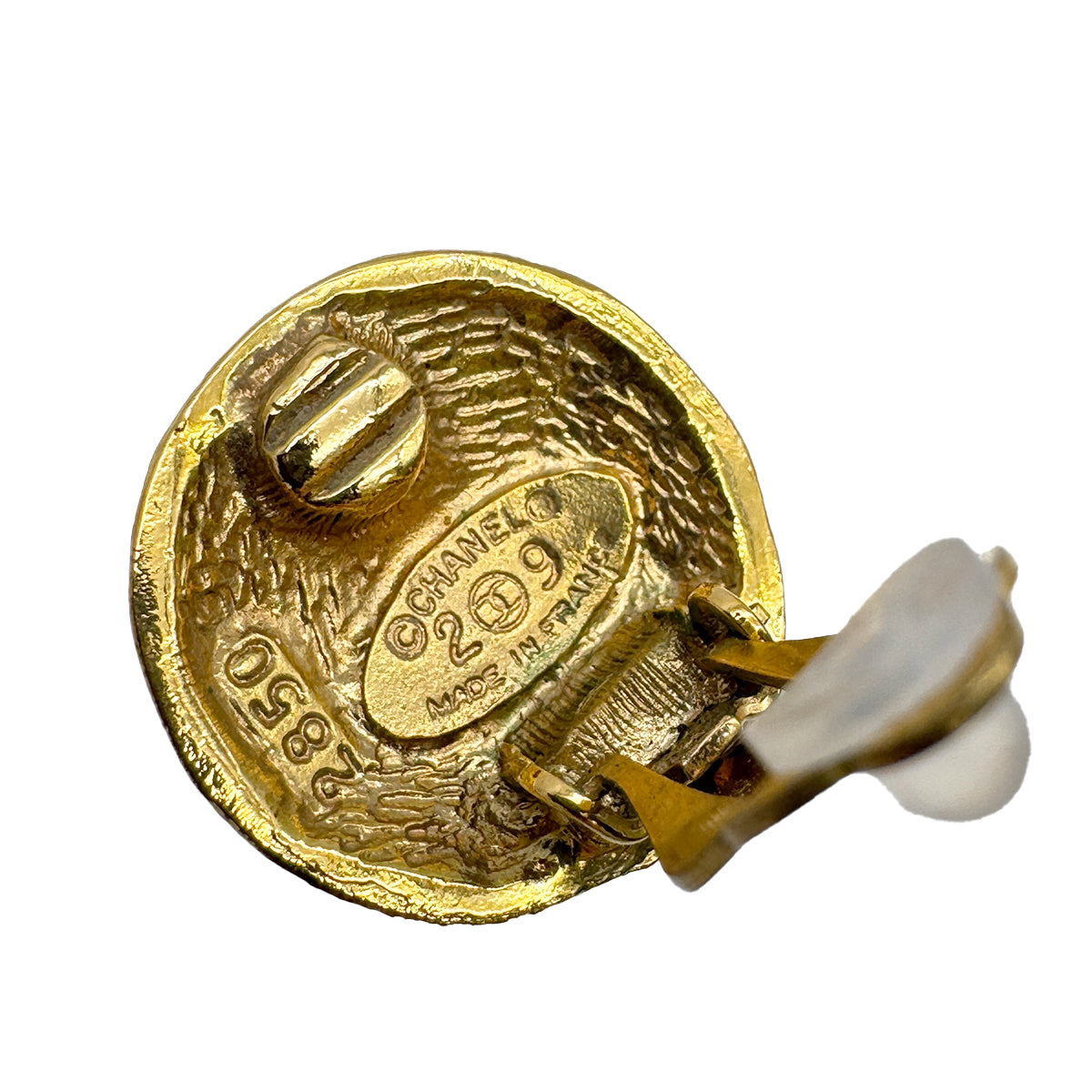 VINTAGE CHANEL EARRINGS ROUND COCOMARK GOLD ACCESSORY 29 90313678