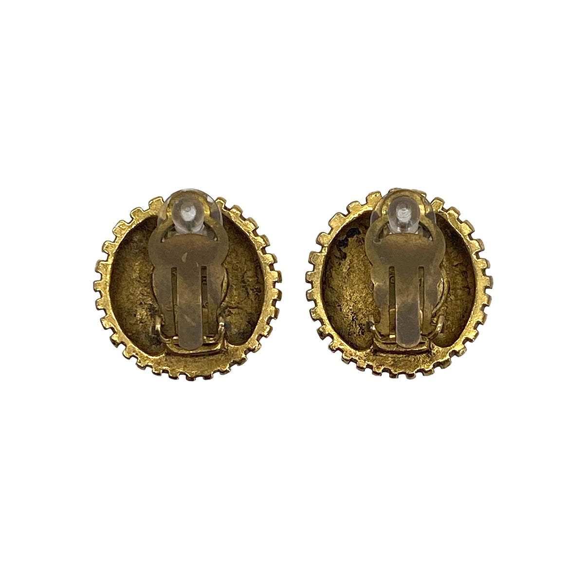VINTAGE CHANEL EARRINGS ROUND COCOMARK GOLD ACCESSORY 90321768