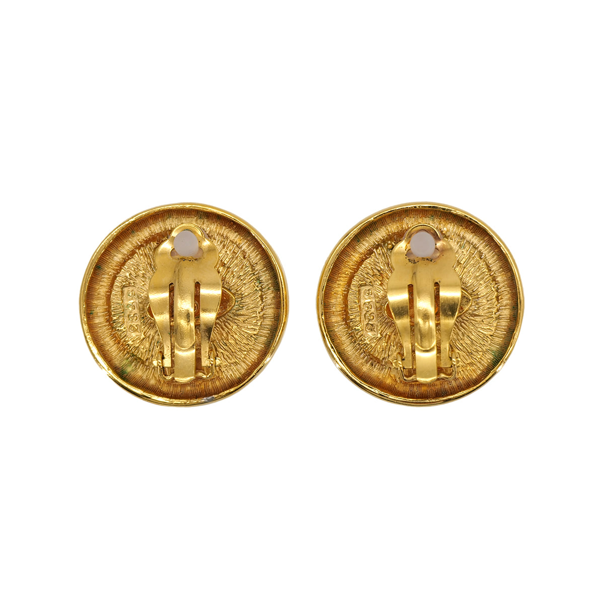 VINTAGE CHANEL EARRINGS ROUND COCOMARK GOLD ACCESSORY 90324099