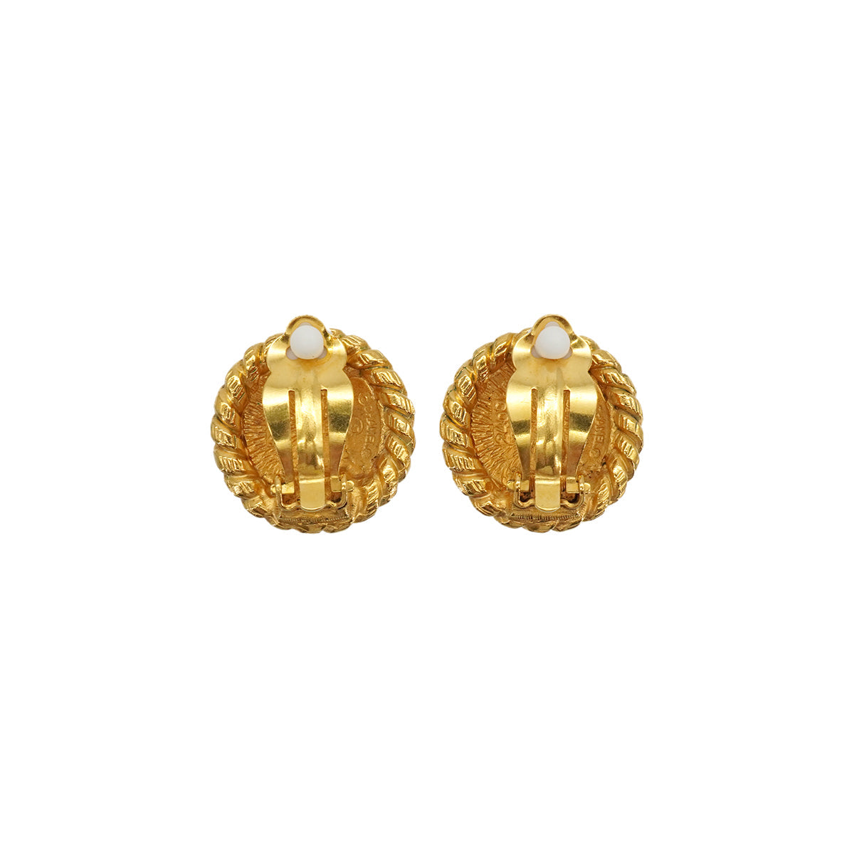 VINTAGE CHANEL EARRINGS ROUND COCOMARK GOLD ACCESSORY 90337689