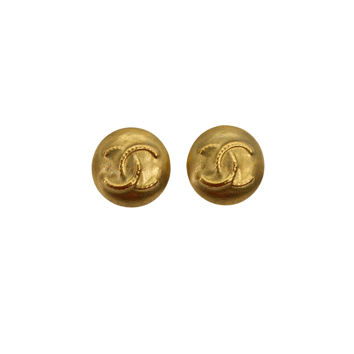 VINTAGE CHANEL EARRINGS ROUND COCOMARK GOLD ACCESSORY 95P 90321137