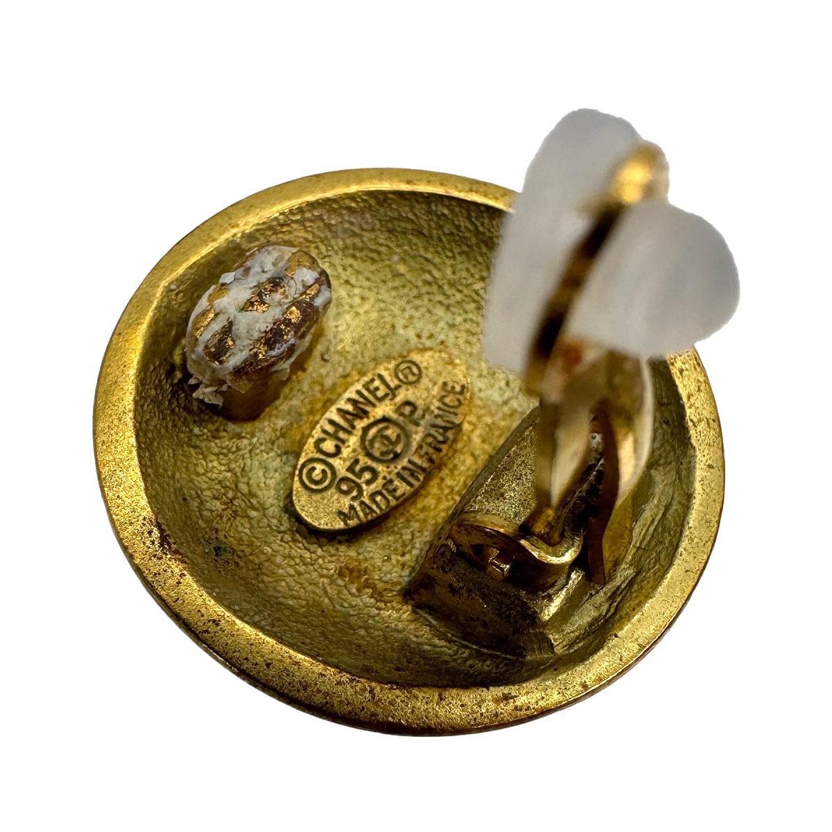 VINTAGE CHANEL EARRINGS ROUND COCOMARK GOLD ACCESSORY 95P 90321137