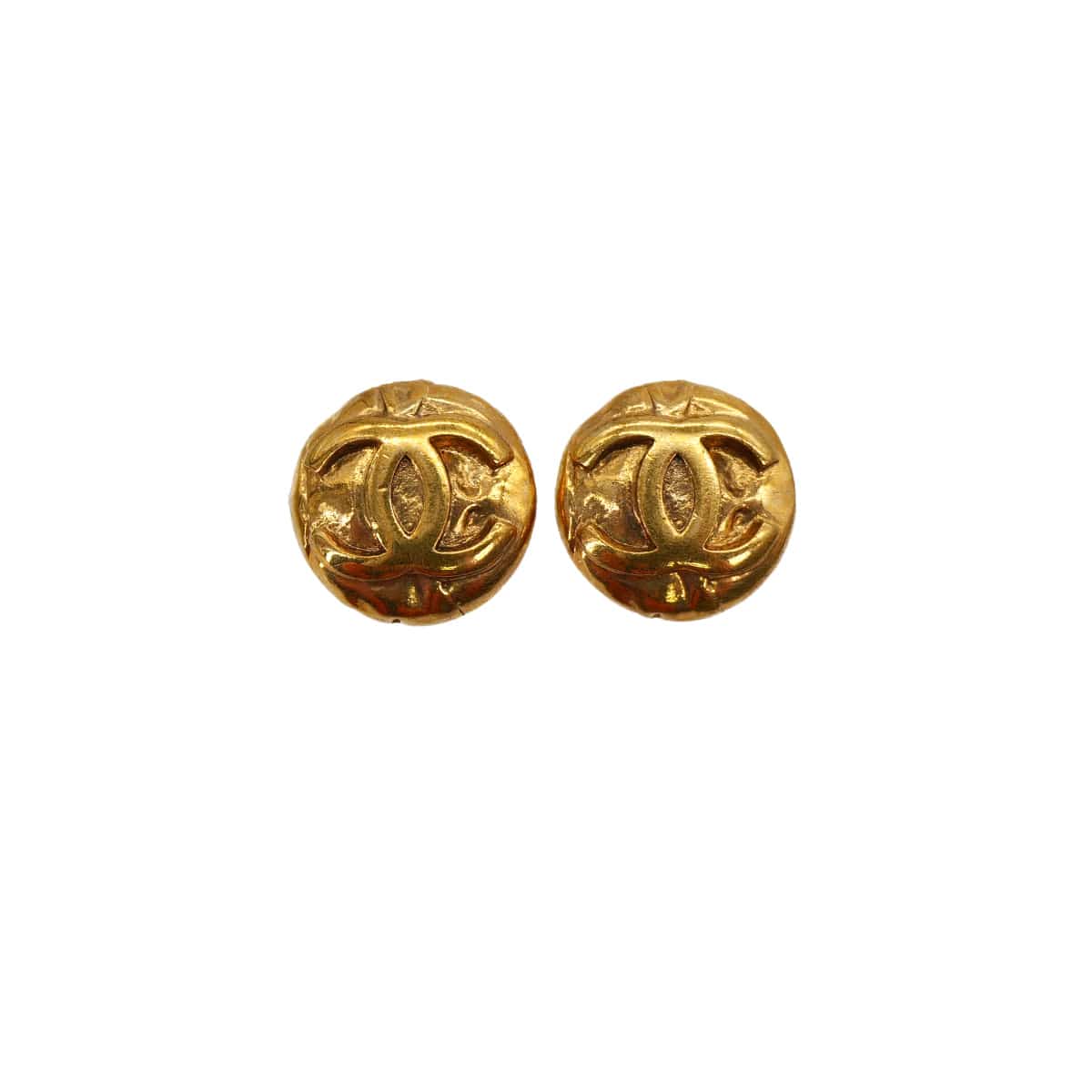 VINTAGE CHANEL EARRINGS ROUND COCOMARK GOLD ACCESSORY 96A 90321057