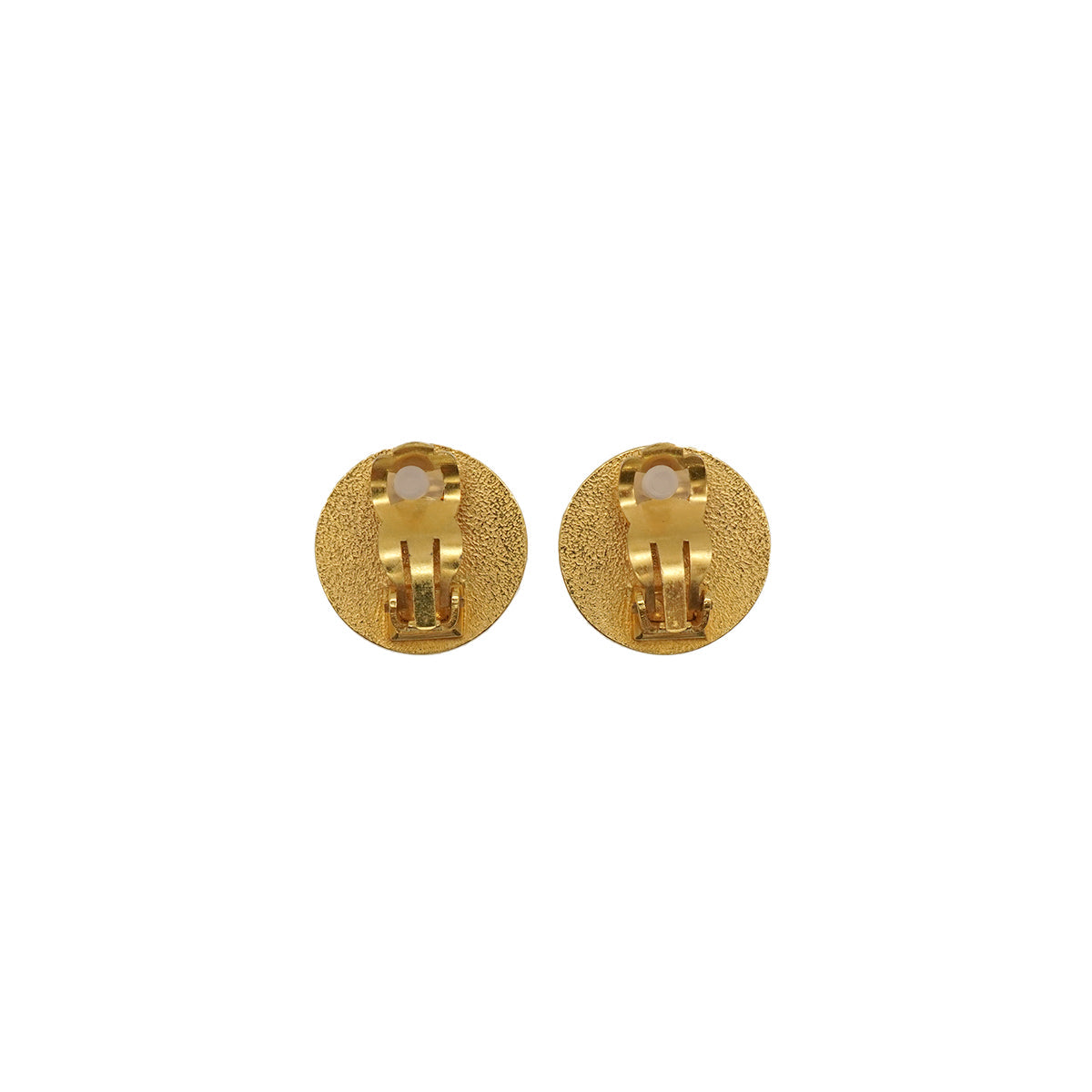 VINTAGE CHANEL EARRINGS ROUND COCOMARK GOLD BLACK ACCESSORY 96P 90337706