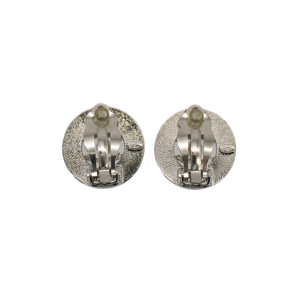 VINTAGE CHANEL EARRINGS ROUND COCOMARK SILVER ACCESSORY 97A 90334877