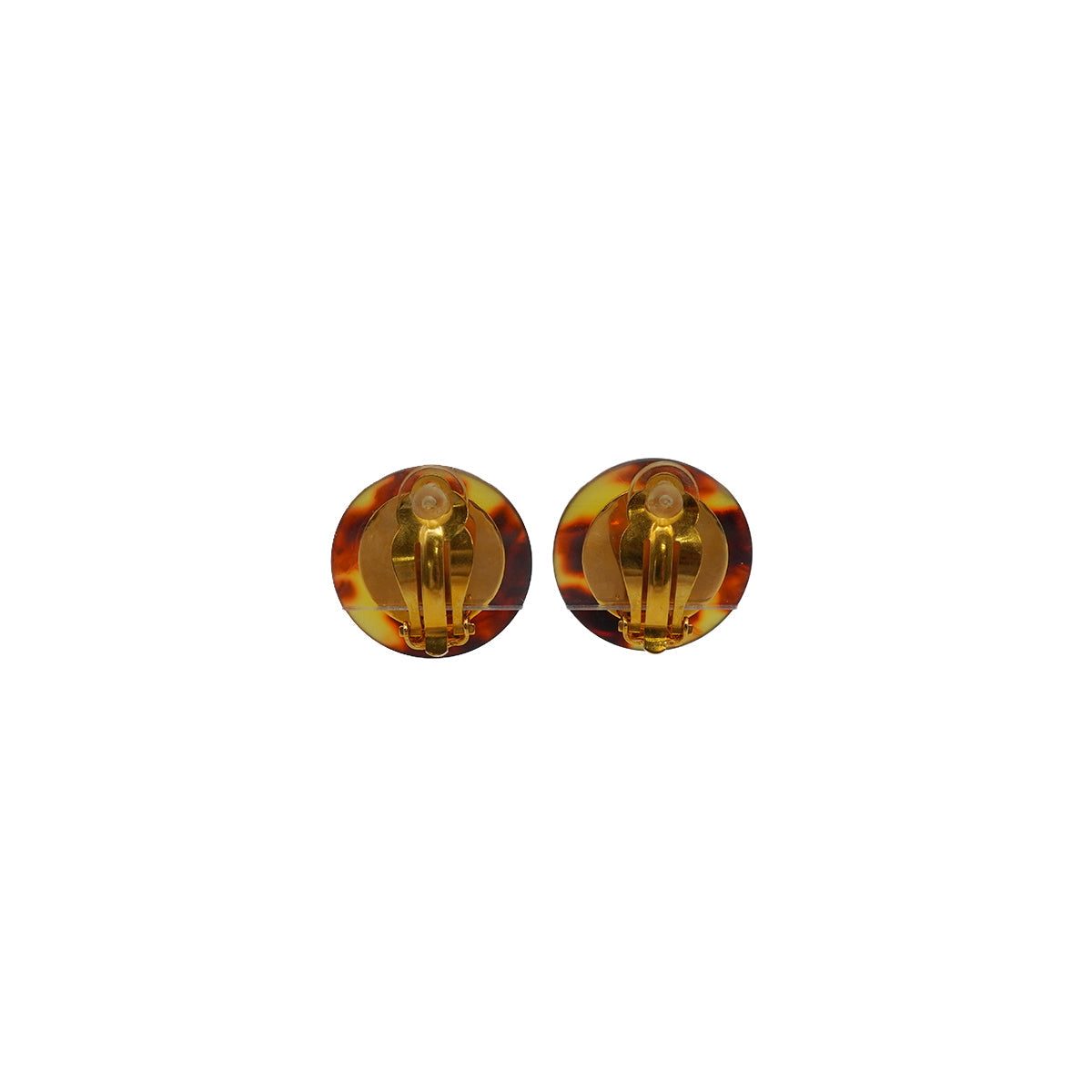 VINTAGE CHANEL EARRINGS TORTOISESHELL COCOMARK ROUND ACCESSORY 97P 90338765