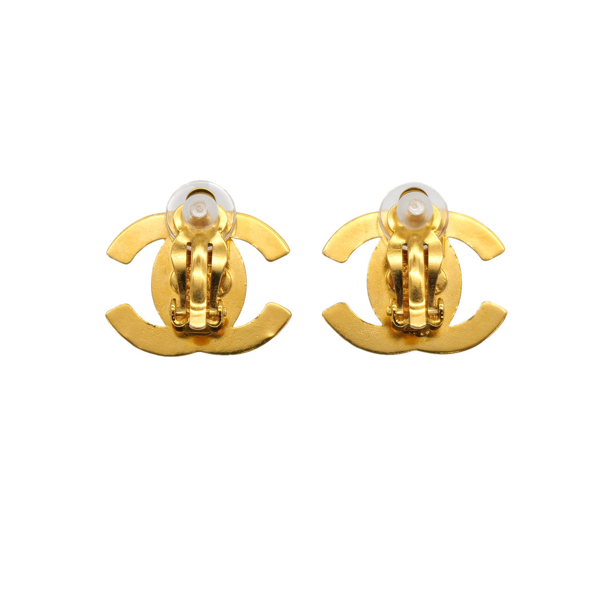VINTAGE CHANEL EARRINGS TURN LOCK COCOMARK GOLD ACCESSORY 96A 90319970