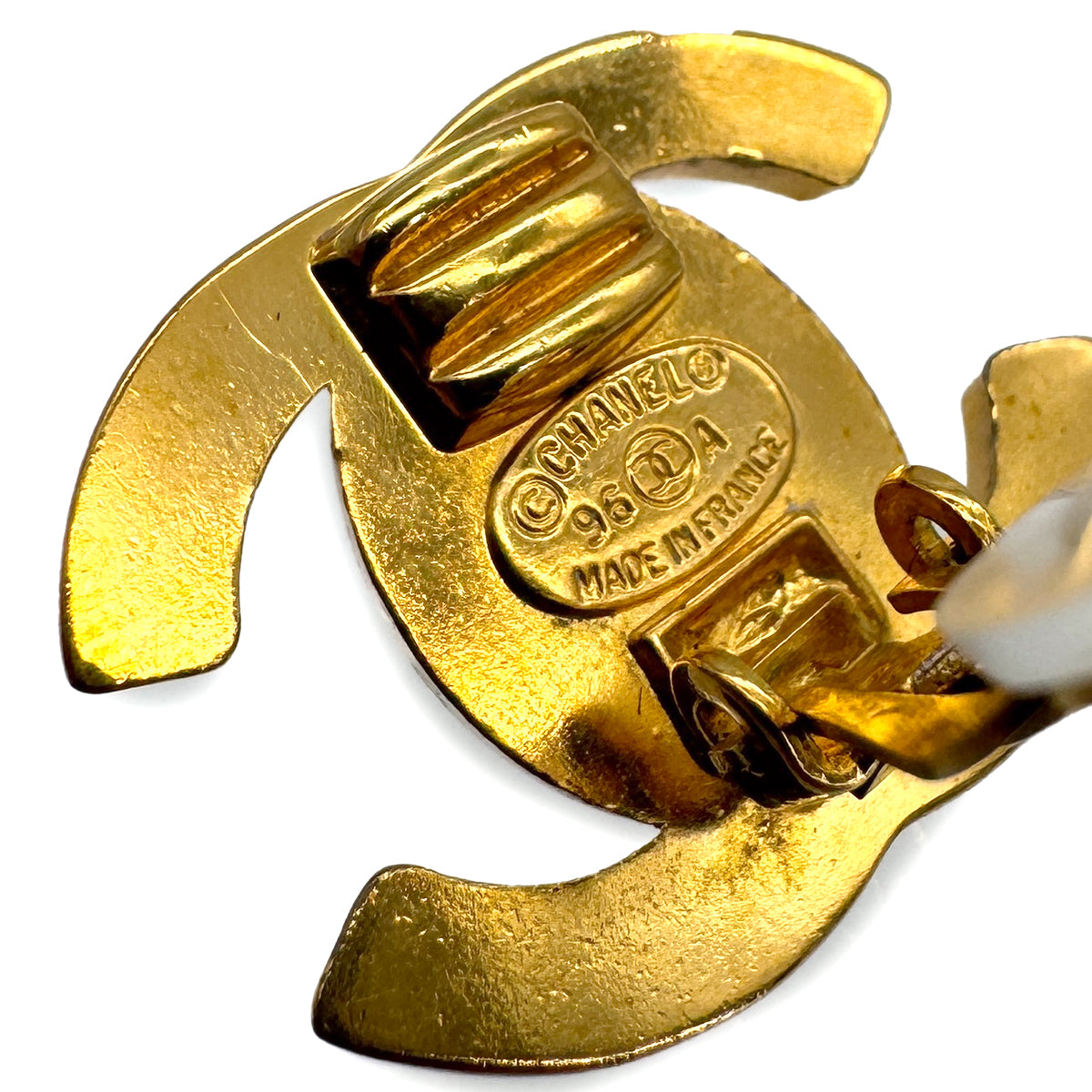 VINTAGE CHANEL EARRINGS TURN LOCK COCOMARK GOLD ACCESSORY 96A 90319970