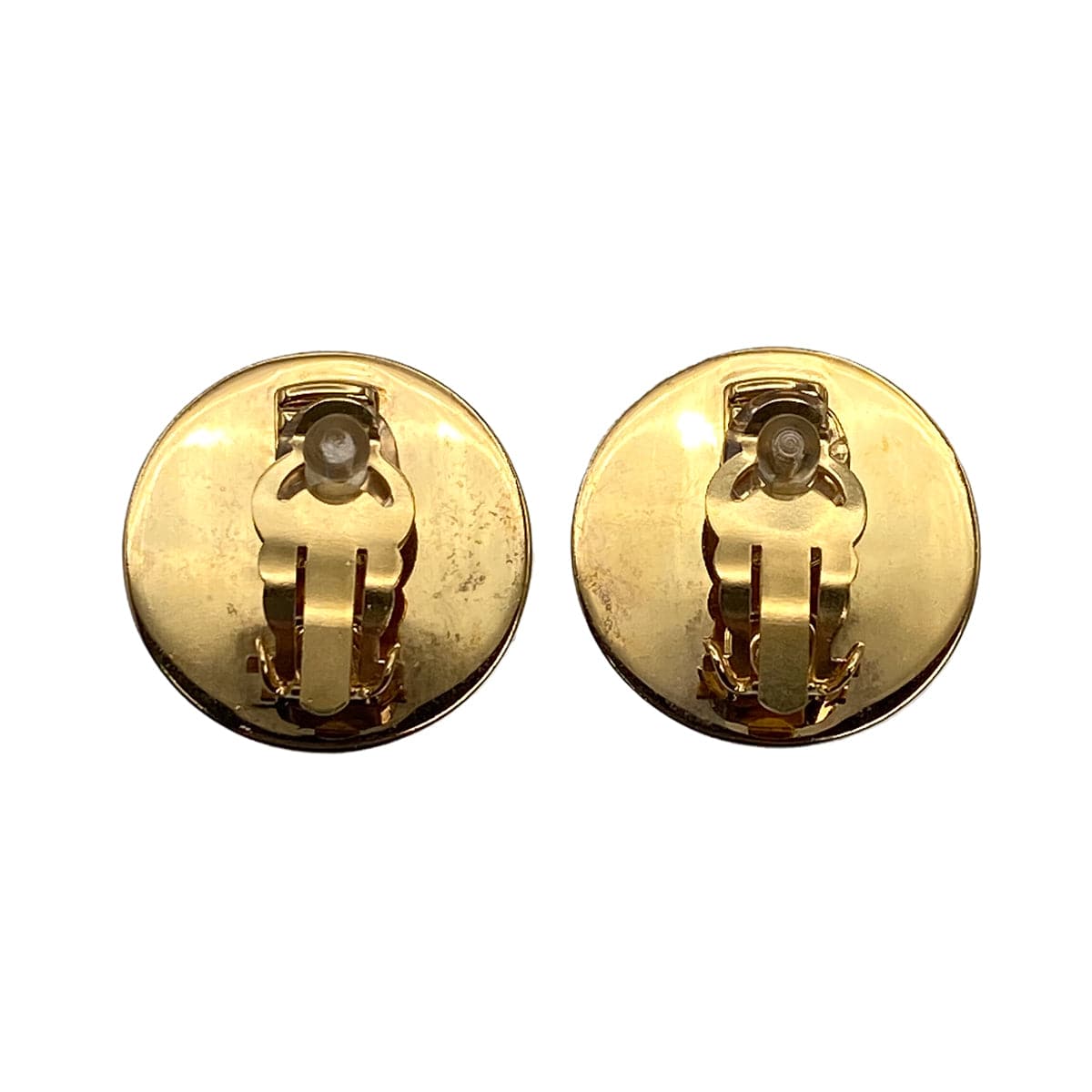 VINTAGE CHANEL EARRINGS TURN LOCK COCOMARK GOLD SILVER ACCESSORY 97A 90321126
