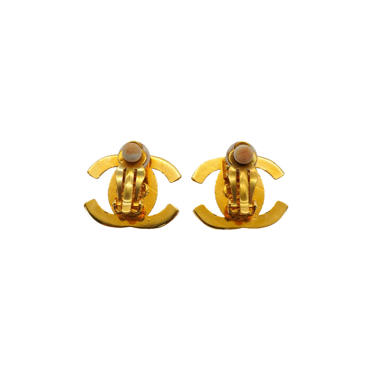 VINTAGE CHANEL EARRINGS TURN LOCK GOLD ACCESSORY 95A 90335024