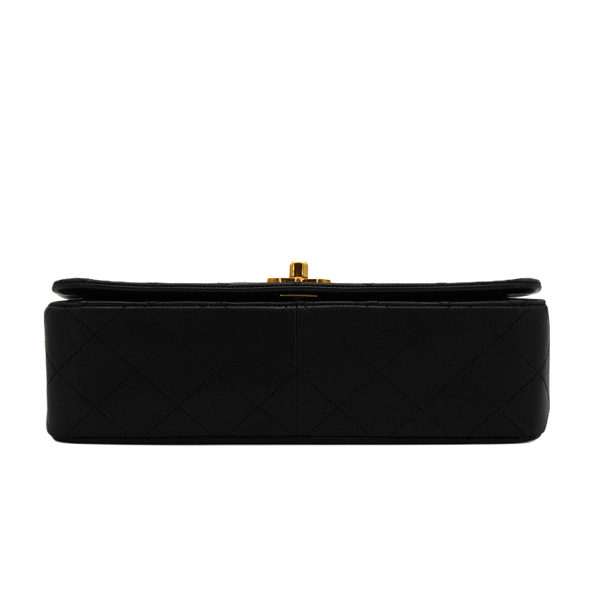 VINTAGE CHANEL FULL FLAP CHAIN SHUOLDER BAG BLACK LAMB SKIN GOLD HARDWARE 90346001