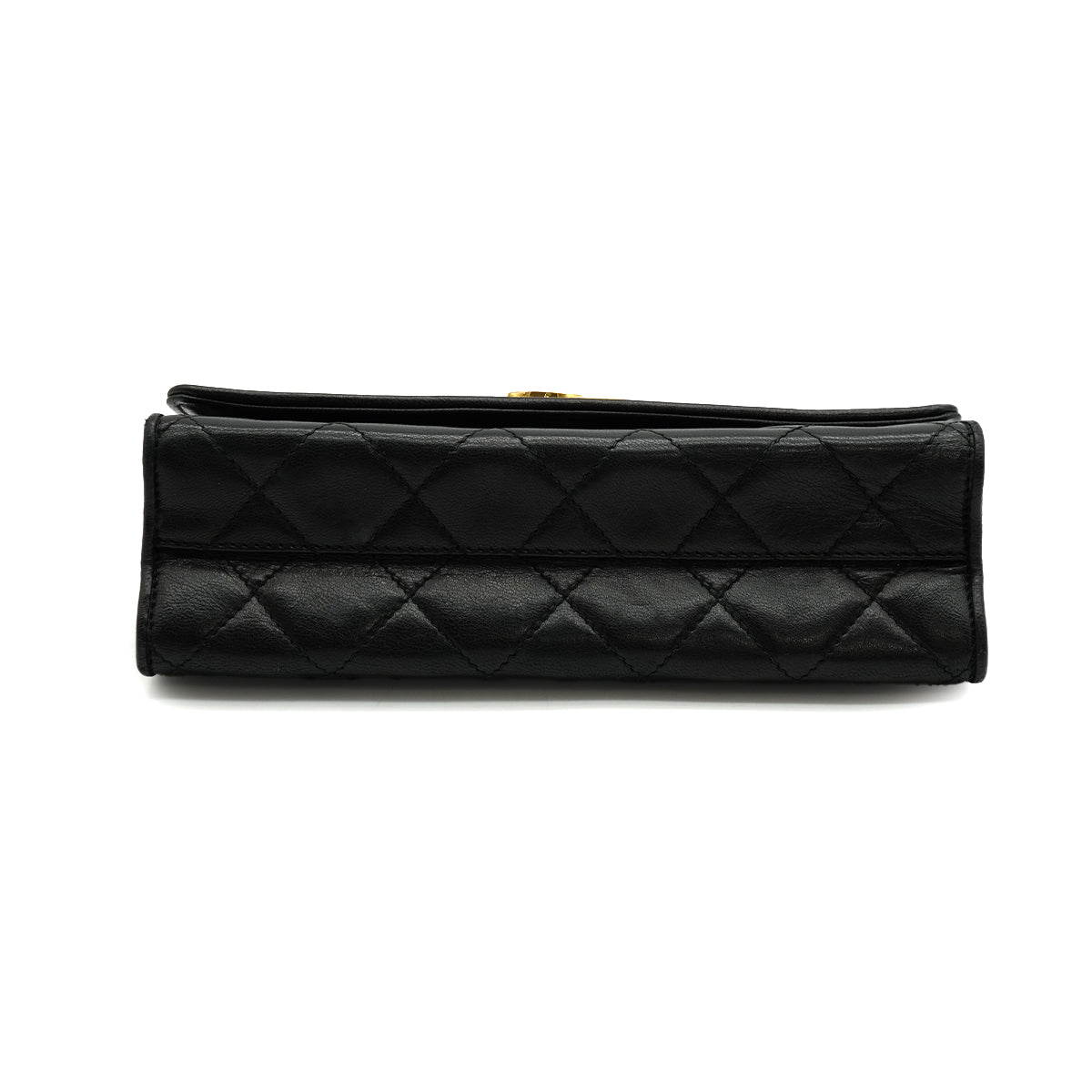 VINTAGE CHANEL MATELASSE HAND BAG BLACK LAMB SKIN GOLD HARDWARE 90340138