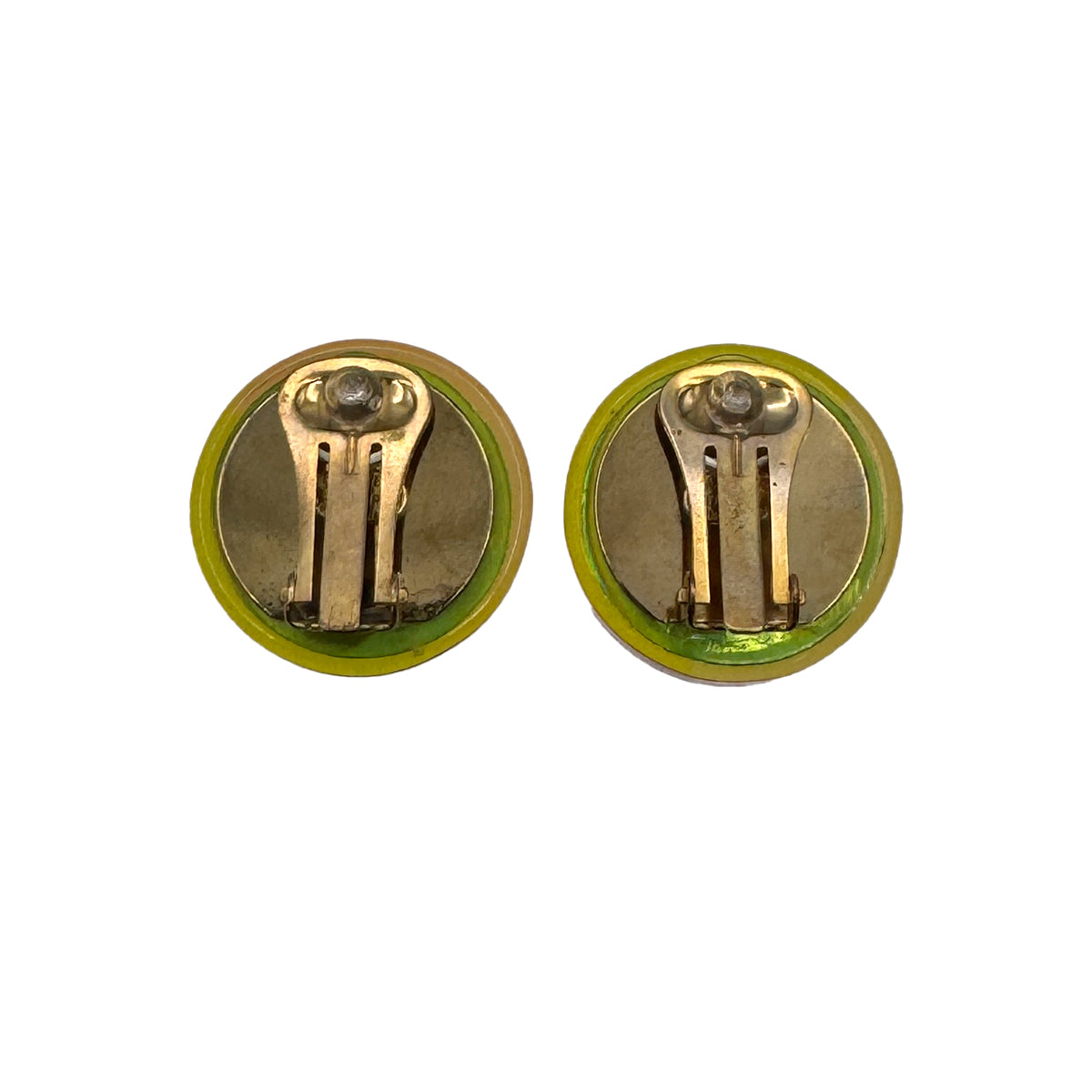 VINTAGE CHANEL ICON EARRINGS COCOMARK CLEAR GOLD ACCESSORY 97P 90323100