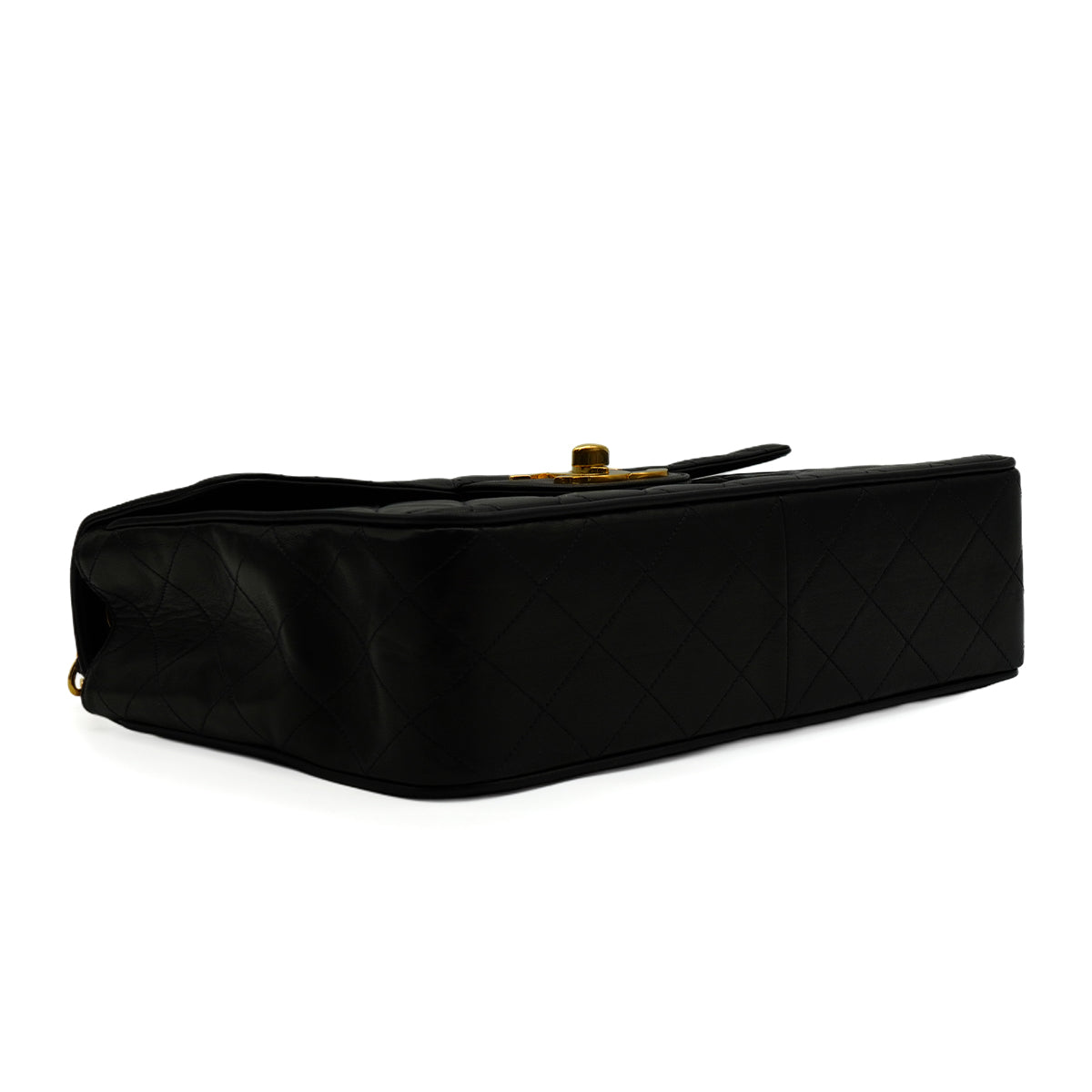 VINTAGE CHANEL JUMBO MATELASSE 30 CHAIN SHOULDER BAG BLACK LAMB SKIN GOLD HARDWARE 90346668