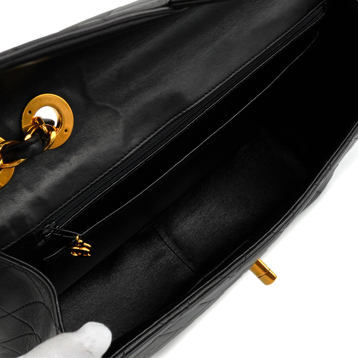 VINTAGE CHANEL JUMBO MATELASSE 30 CHAIN SHOULDER BAG BLACK LAMB SKIN GOLD HARDWARE 90346877