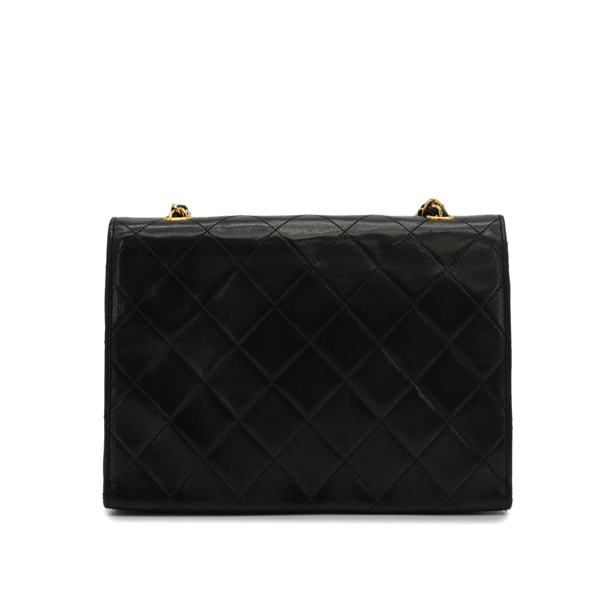 VINTAGE CHANEL LETTER FLAP MATELASSE BIG COCO CHAIN SHOULDER BAG BLACK LAMB SKIN GOLD HARDWARE 90339944