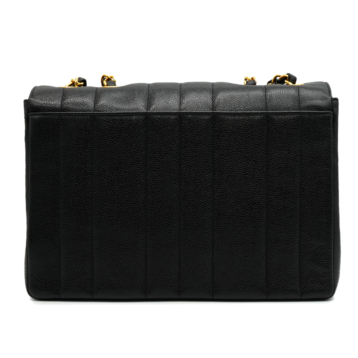 VINTAGE CHANEL MADEMOISELLE CHAIN SHOULDER BAG BLACK CAVIAR SKIN GOLD HARDWARE 90343855