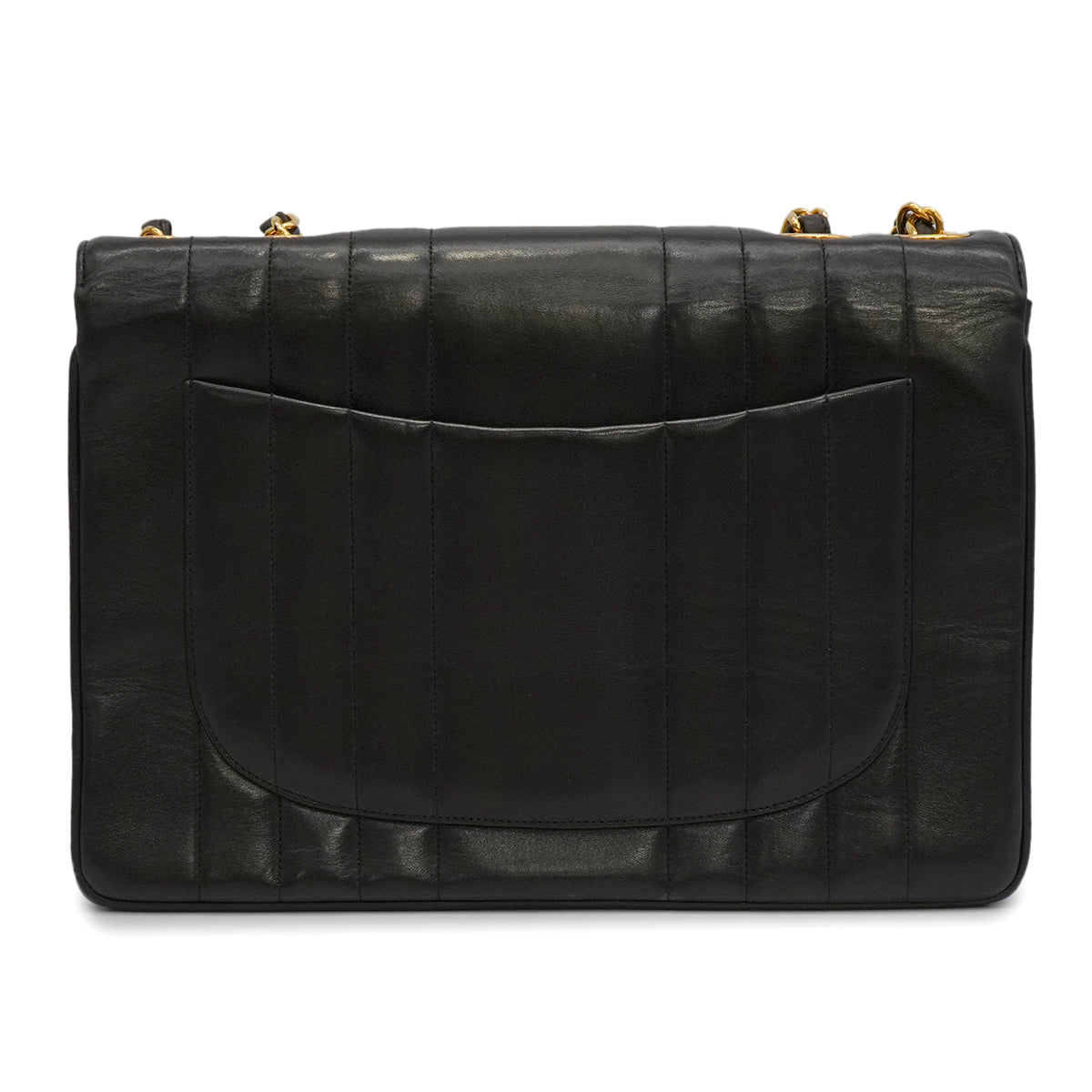 VINTAGE CHANEL MADEMOISELLE CHAIN SHOULDER BAG BLACK LAMB SKIN GOLD HARDWARE 90341916