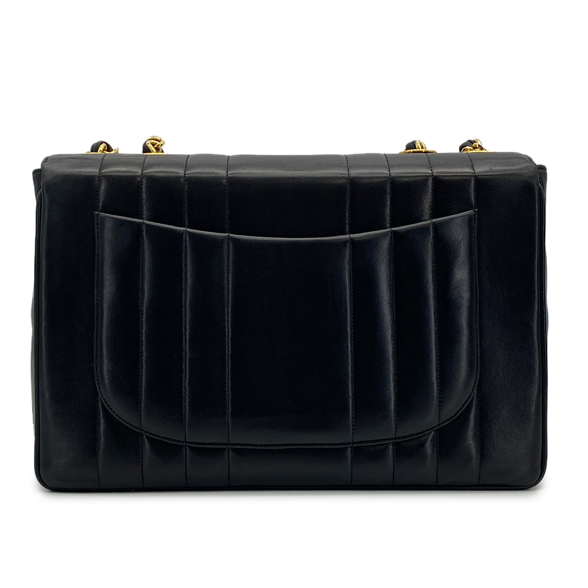 VINTAGE CHANEL MADEMOISELLE CHAIN SHOULDER BAG BLACK LAMB SKIN GOLD HARDWARE 90317867