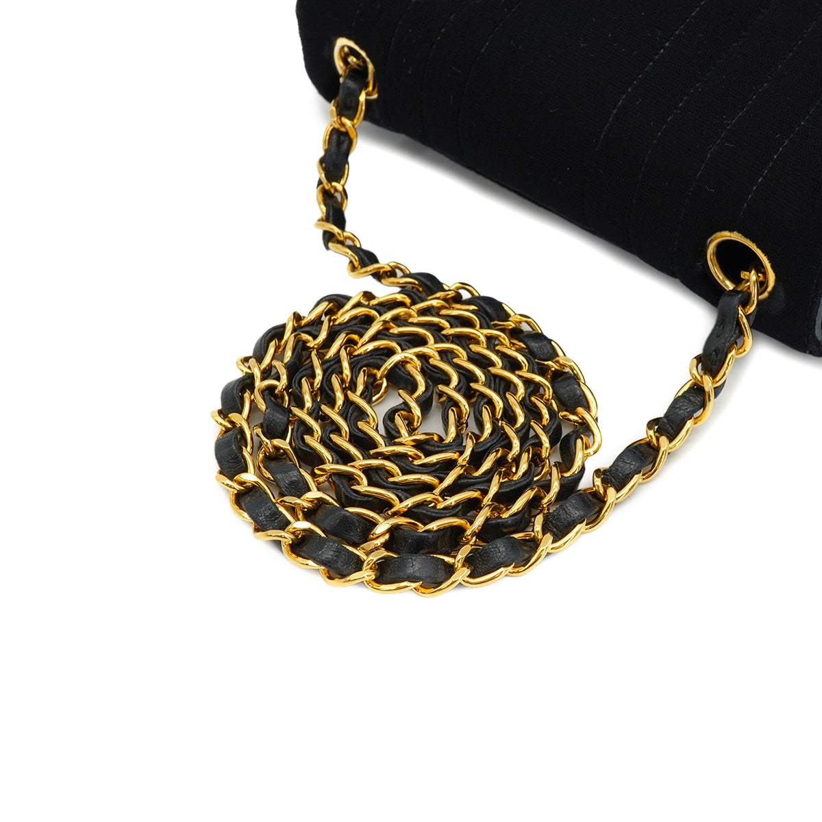 VINTAGE CHANEL MADEMOISELLE CHAIN SHOULDER BAG BLACK VELOR GOLD HARDWARE 90334162