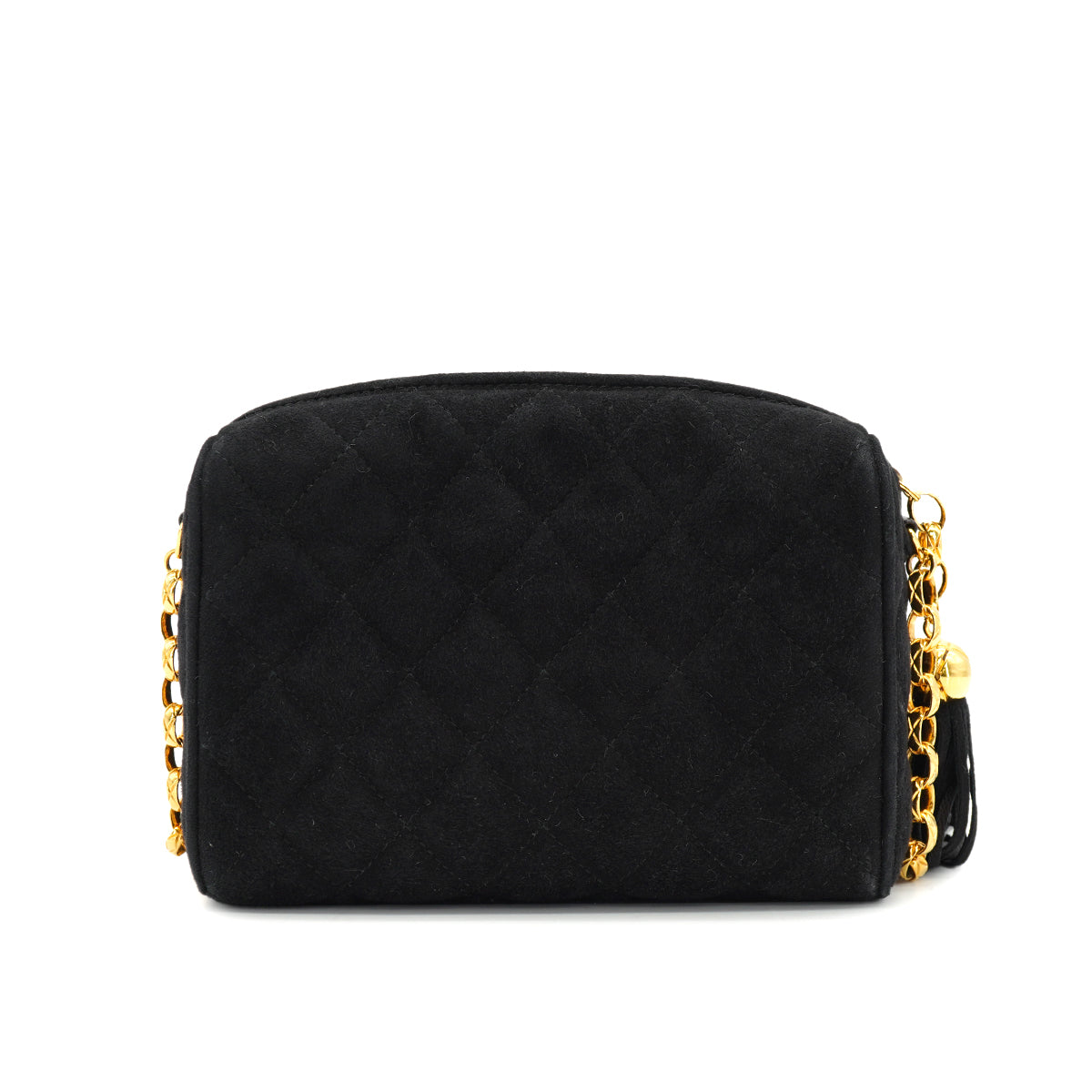 VINTAGE CHANEL MATELASSE BIJOU CHAIN SHOULDER BAG BLACK SUEDE FRINGE GOLD HARDWARE 90333749