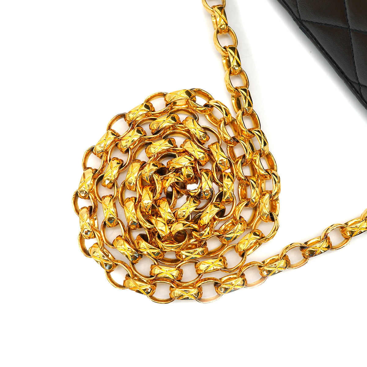 VINTAGE CHANEL MATELASSE BIJOU CHAIN SHOULDER BAG FRINGE BLACK LAMB SKIN GOLD HARDWARE 90327884