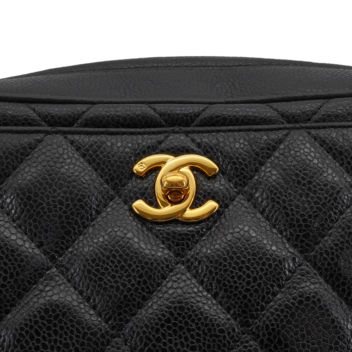 VINTAGE CHANEL MATELASSE CAMERA CHAIN SHOULDER BAG BLACK CAVIAR SKIN GOLD HARDWARE 90339653