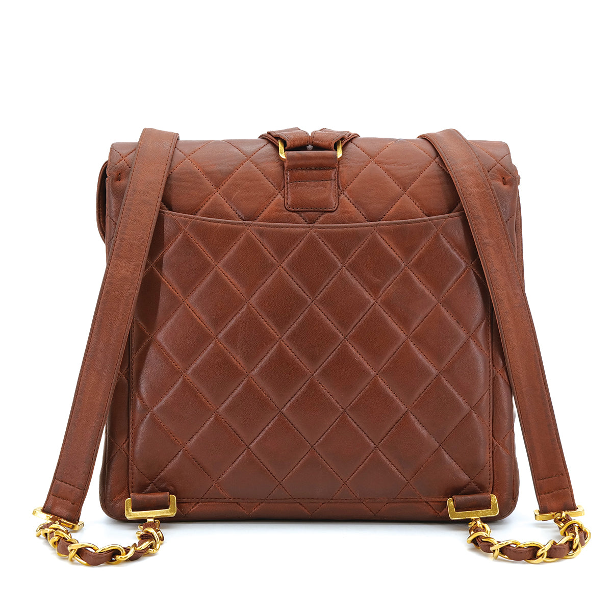 VINTAGE CHANEL MATELASSE CHAIN BACKPACK BROWN GOLD HARDWARE 90316998