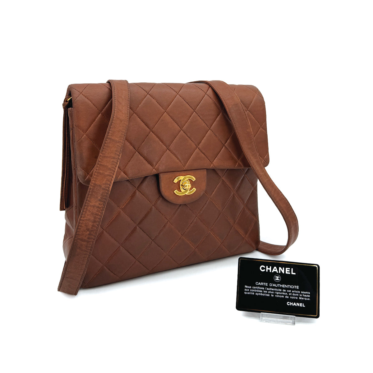 VINTAGE CHANEL MATELASSE CHAIN BACKPACK BROWN GOLD HARDWARE 90316998