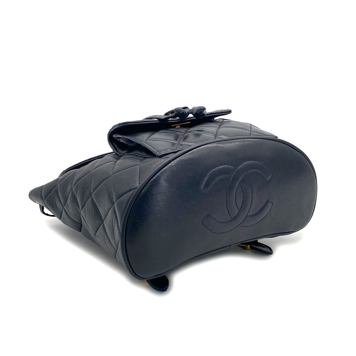 VINTAGE CHANEL MATELASSE CHAIN BACKPACK NAVY LAMB SKIN GOLD HARDWARE 90317868