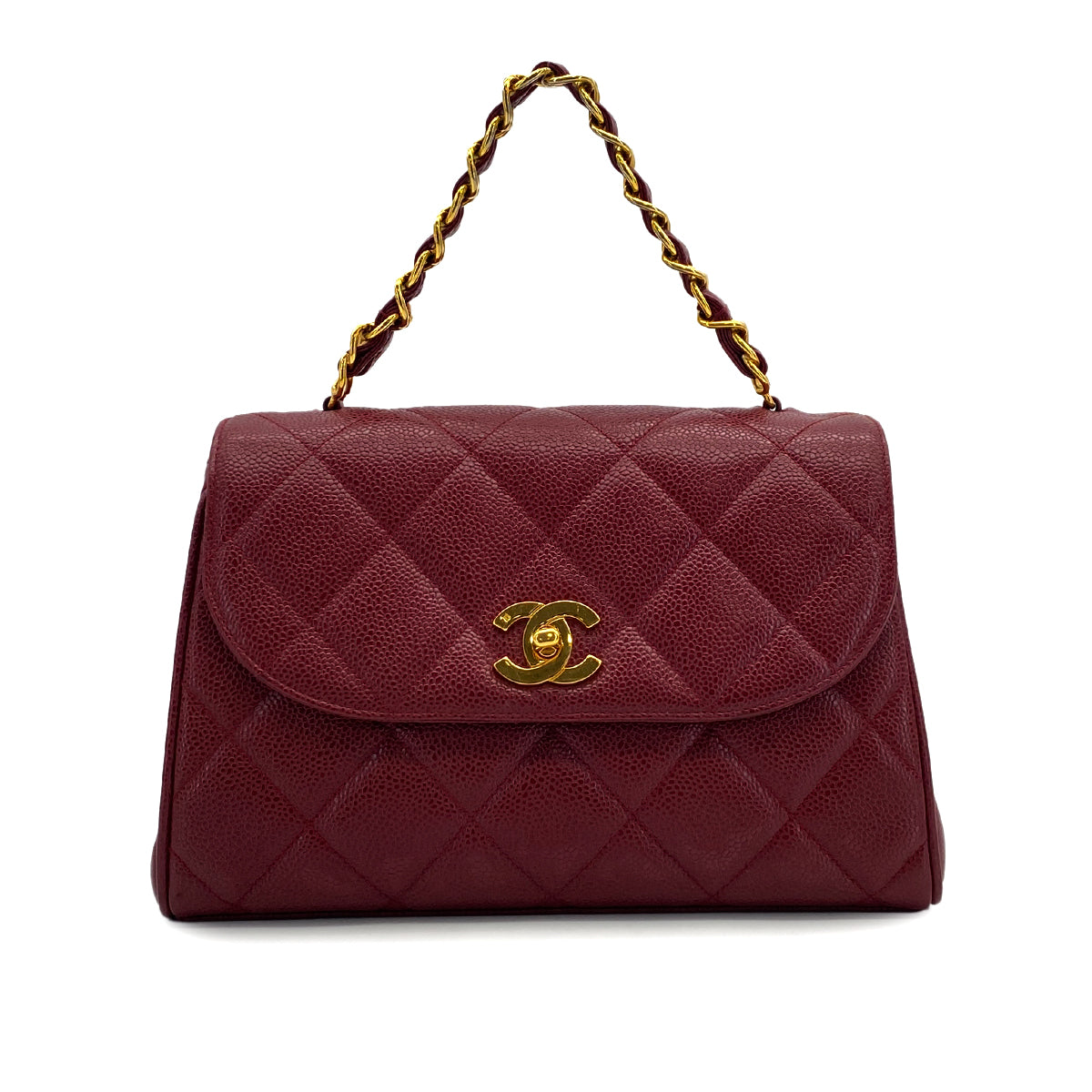 VINTAGE CHANEL MATELASSE CHAIN HAND BAG BORDEAUX CAVIAR SKIN GOLD HARDWARE 90317781