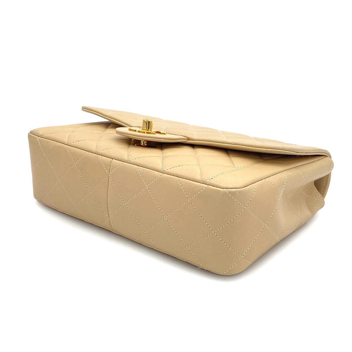 VINTAGE CHANEL MATELASSE CHAIN SHOULDER BAG BEIGE LAMB SKIN GOLD HARDWARE 90314319