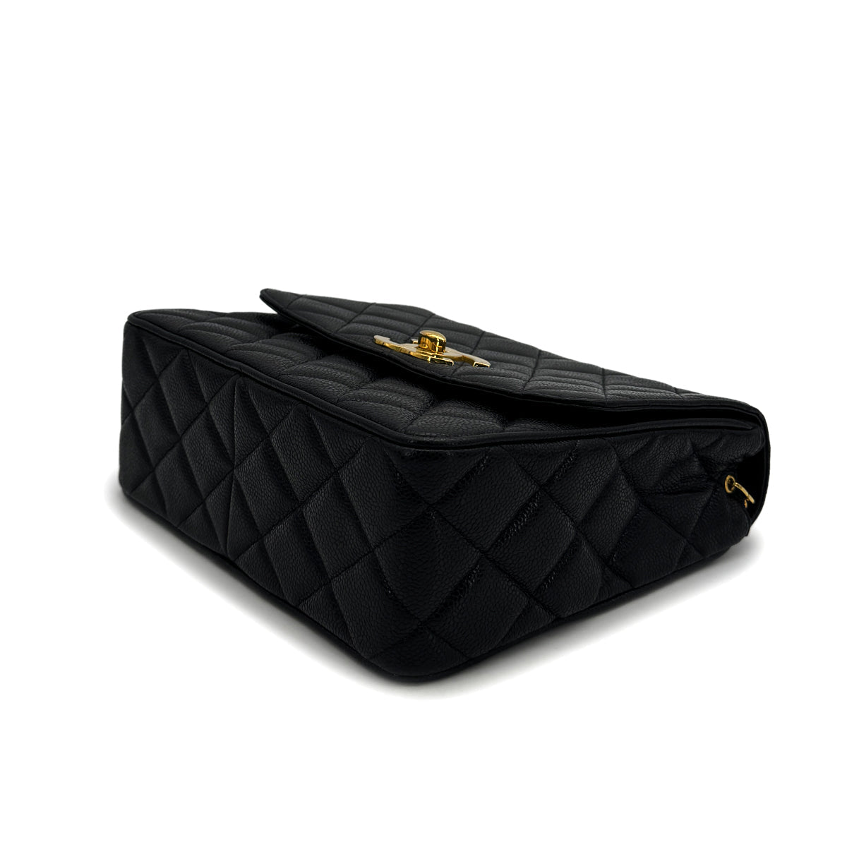 VINTAGE CHANEL MATELASSE CHAIN SHOULDER BAG BLACK CAVIAR SKIN GOLD HARDWARE 90319688