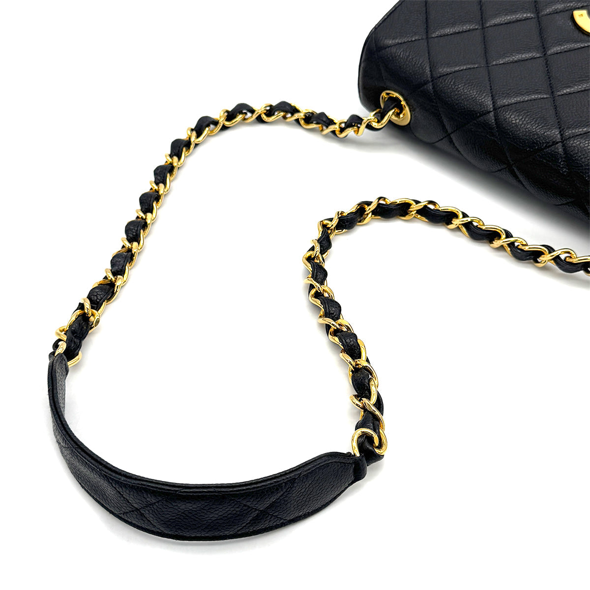VINTAGE CHANEL MATELASSE CHAIN SHOULDER BAG BLACK CAVIAR SKIN GOLD HARDWARE 90319688