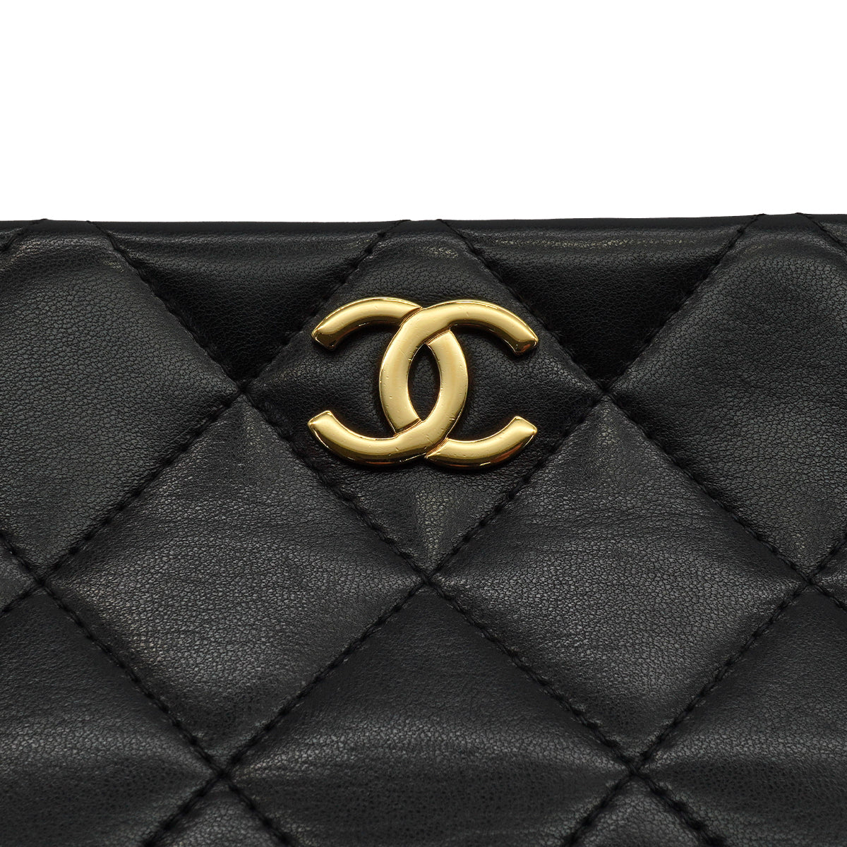 VINTAGE CHANEL MATELASSE CHAIN SHOULDER BAG BLACK LAMB SKIN GOLD HARDWARE 90340150