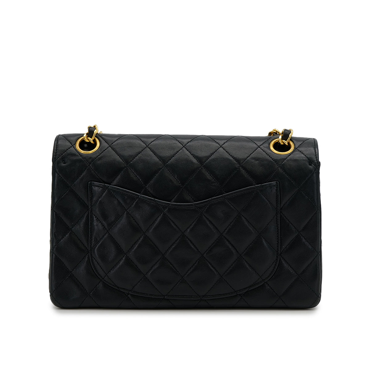 VINTAGE CHANEL MATELASSE CHAIN SHOULDER BAG BLACK LAMB SKIN GOLD HARDWARE 90319589