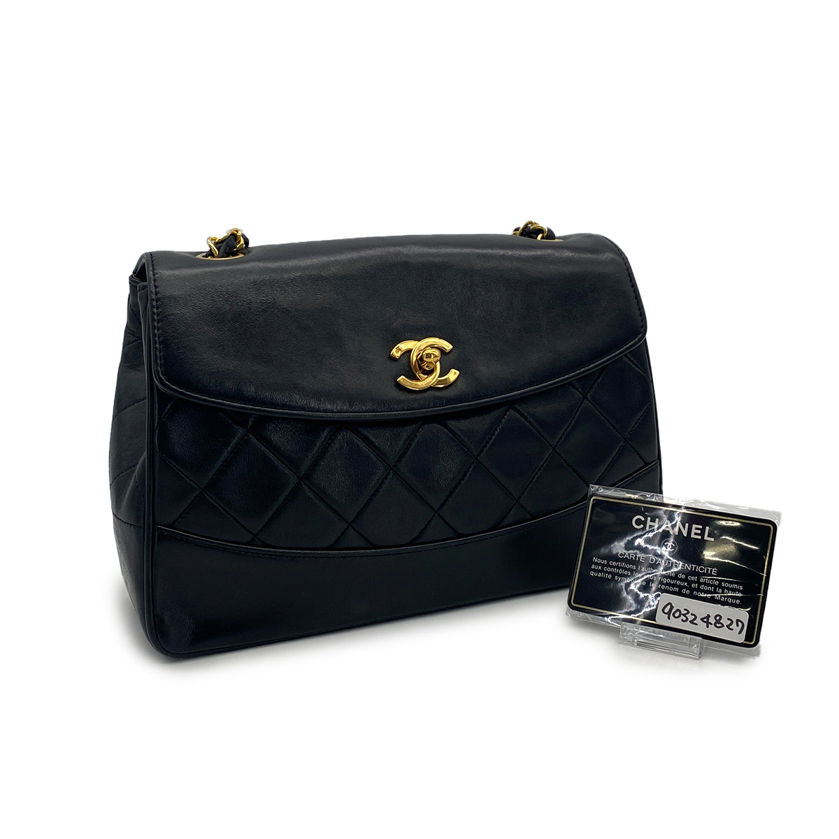 VINTAGE CHANEL MATELASSE CHAIN SHOULDER BAG BLACK LAMB SKIN GOLD HARDWARE 90324827