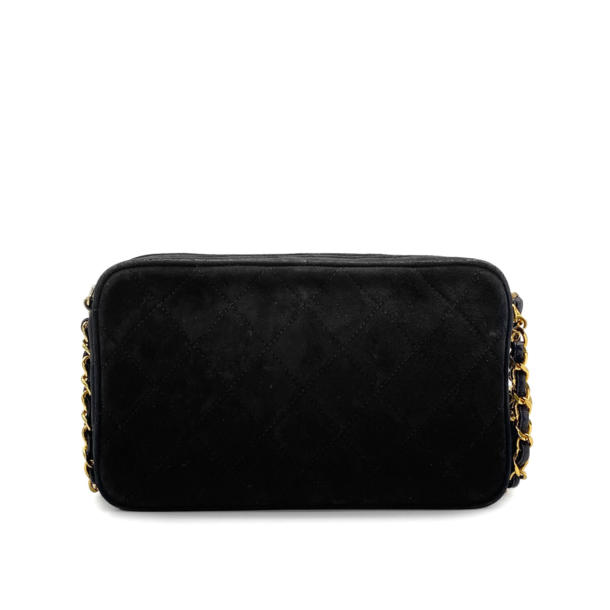 VINTAGE CHANEL MATELASSE CHAIN SHOULDER BAG BLACK SUEDE FRINGE GOLD HARDWARE 90314323