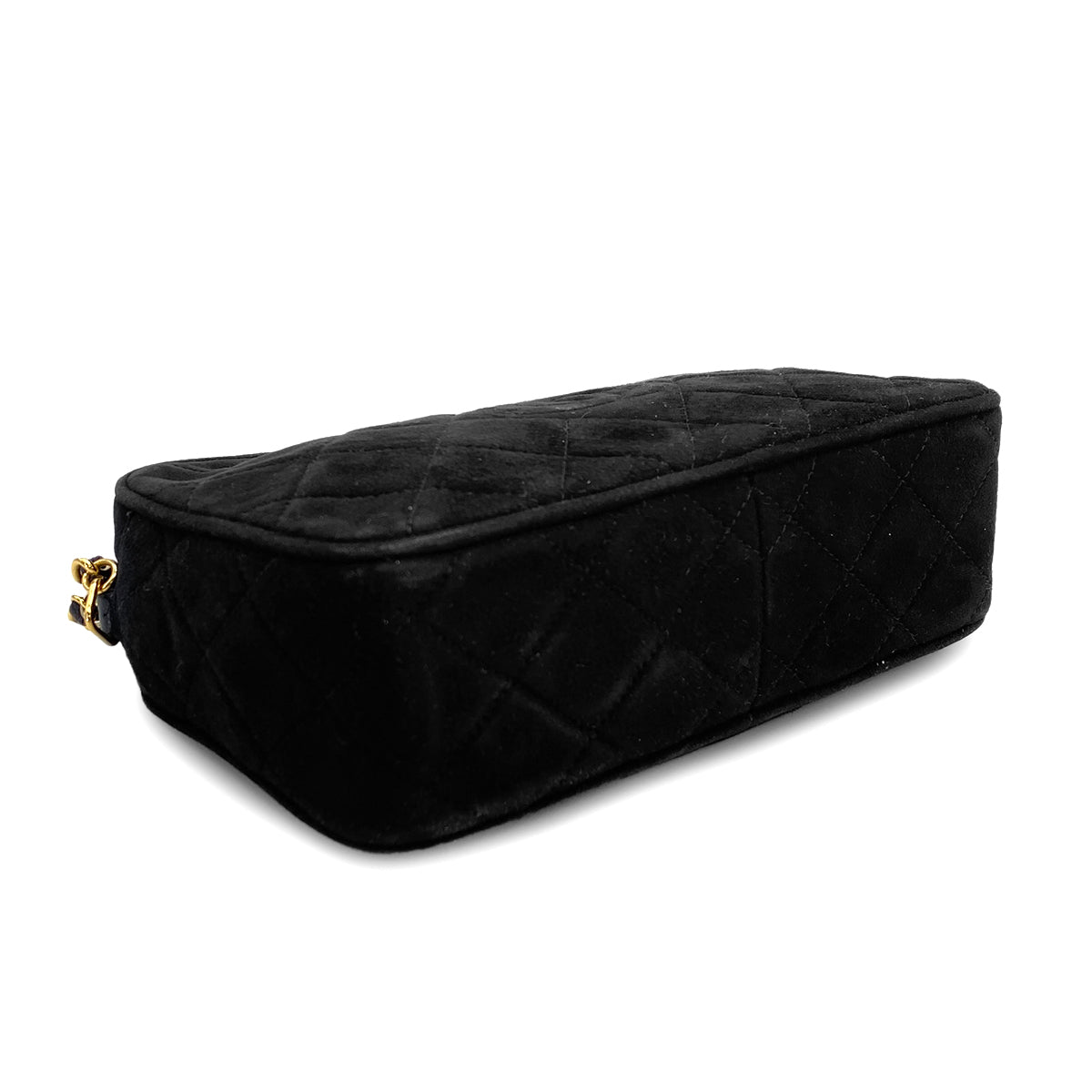 VINTAGE CHANEL MATELASSE CHAIN SHOULDER BAG BLACK SUEDE FRINGE GOLD HARDWARE 90314323